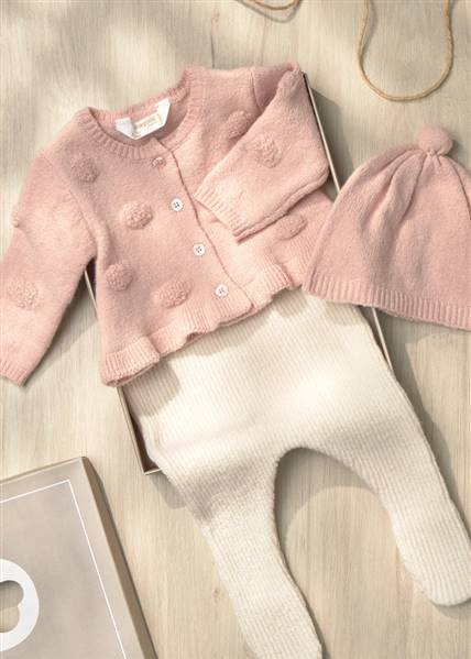 COMPLETO 3PEZZI IN MAGLIA CON CAPPELLO