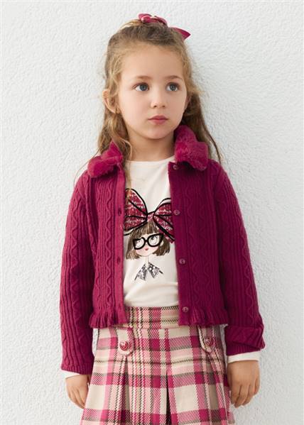 CARDIGAN CON COLLETTO IN PELLICCIA MAYOR