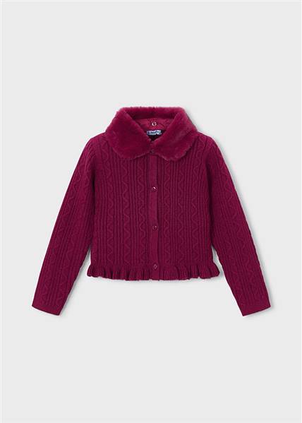 CARDIGAN CON COLLETTO IN PELLICCIA MAYOR