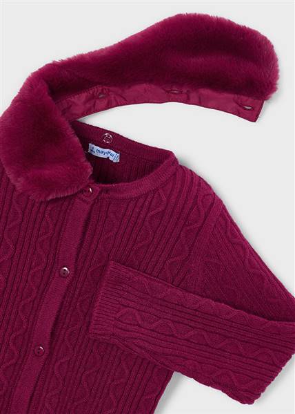 CARDIGAN CON COLLETTO IN PELLICCIA MAYOR