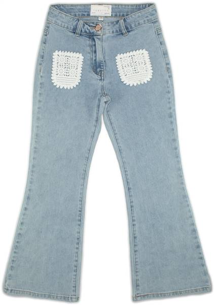 JEANS A ZAMPA CON TASCHE MERLETTO
